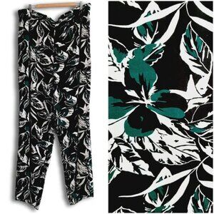 GAP Palazzo Wide Leg Light Flowy Pull-On Pants Green Floral Print Sz XXL
